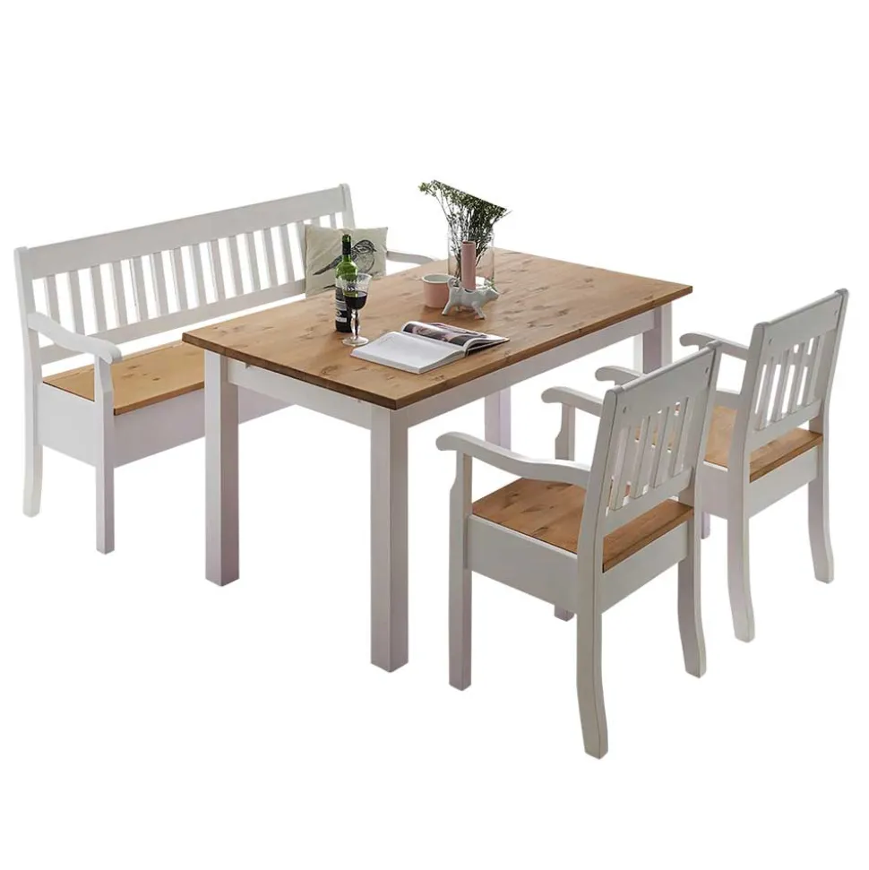 Esstischgruppe Molzau in Weiß (vierteilig)