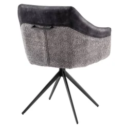 Esstisch-Sessel in Dunkelgrau Material-Mix - Chiak