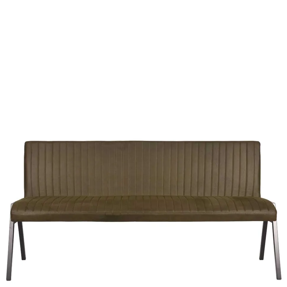 Esszimmer Bank mit Lehne in Oliv Grün Microfaser - Sorellas