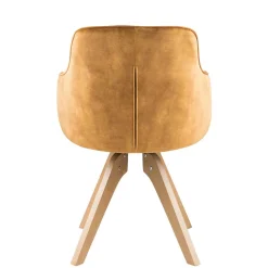 Esszimmer Drehsessel in Curry Gelb & Eiche - Zylvia (2er Set)