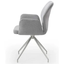 Esszimmer Drehstuhl mit Armlehnen in Hellgrau - Chiety