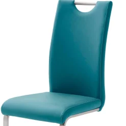 Esszimmer Freischwinger in Petrol Blau Laida Kunstleder (4er Set)