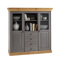 Esszimmer Highboard Vitrine Cempino in Grau