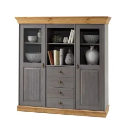 Esszimmer Highboard Vitrine Cempino in Grau