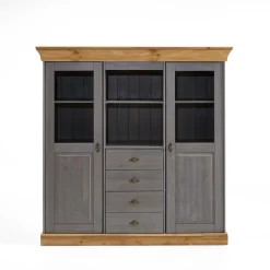 Esszimmer Highboard Vitrine Cempino in Grau