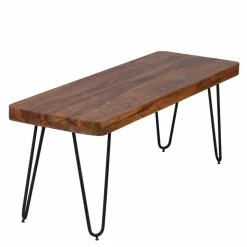 Esszimmer Holzbank aus Sheesham massiv Tohema mit Metall Gestell
