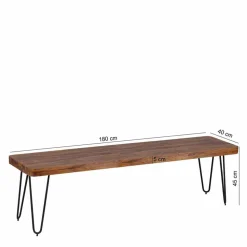 Esszimmer Holzbank aus Sheesham massiv Tohema mit Metall Gestell