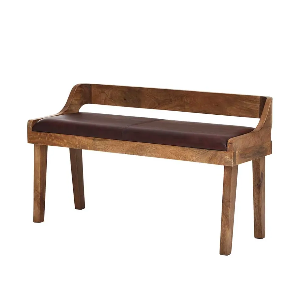 Esszimmer Holzbank mit Lehne & Ledersitz - Zimoni