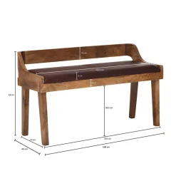 Esszimmer Holzbank mit Lehne & Ledersitz - Zimoni