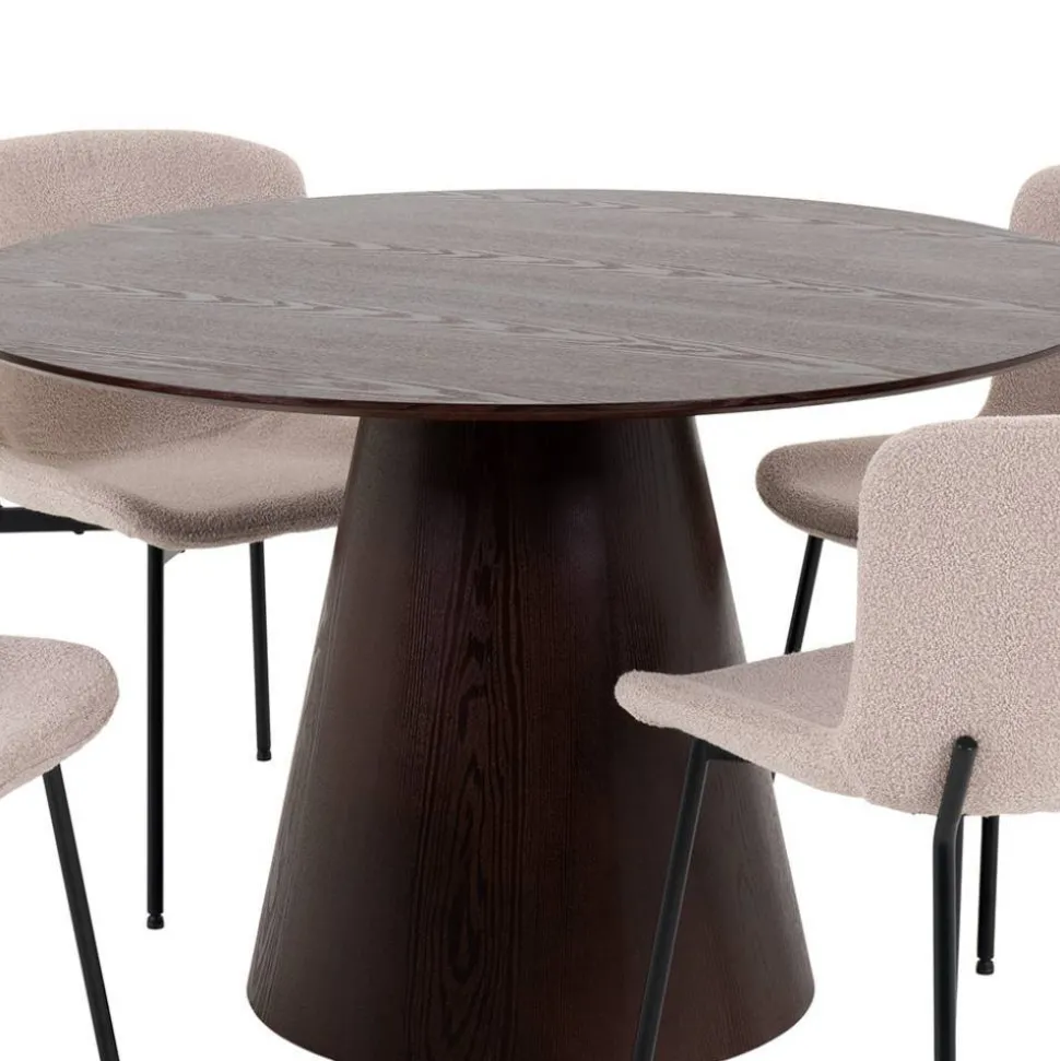 Esszimmer Möbelset mit rundem Tisch - Crystono (fünfteilig)