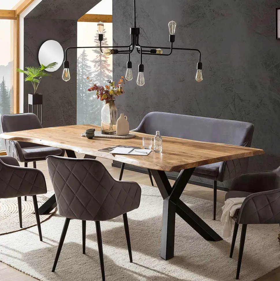 Esszimmer Polsterbank in Grau mit Schwarz - Setta