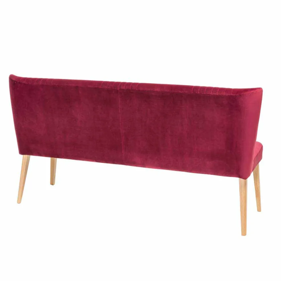 Esszimmer Polsterbank in Velours Pink Dunkel Neo & Eiche