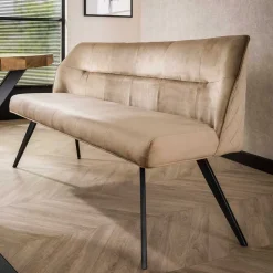 Esszimmer Samt Polsterbank in Beige - Valbreda