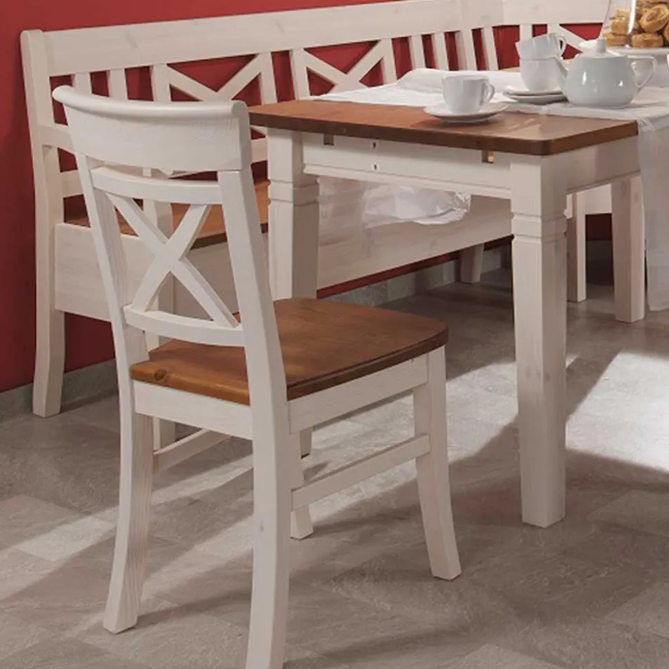 Esszimmer Sitzecke Barlad in Weiß Bernstein (vierteilig)