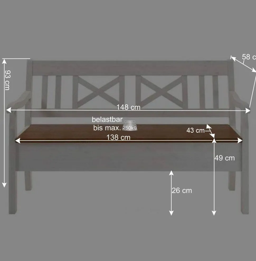 Esszimmerbank Barlad mit Armlehnen und Truhe