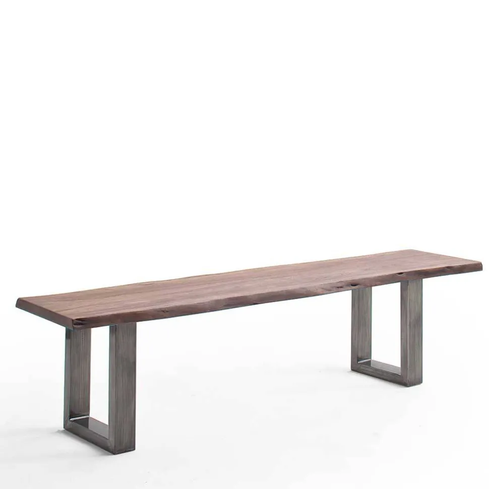 Esszimmerbank in Walnuss Braun mit Altsilber - This