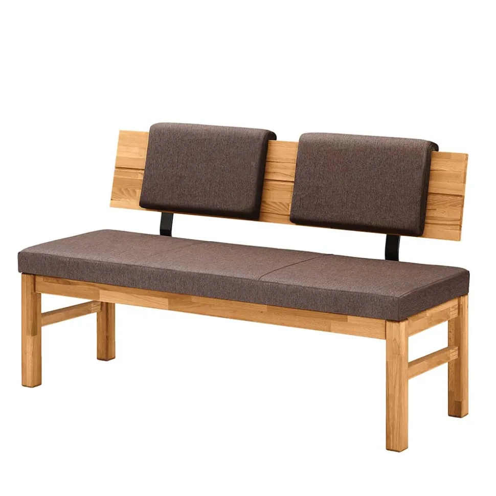 Esszimmerbank mit Rückenlehne in Braun Stoff - Virds