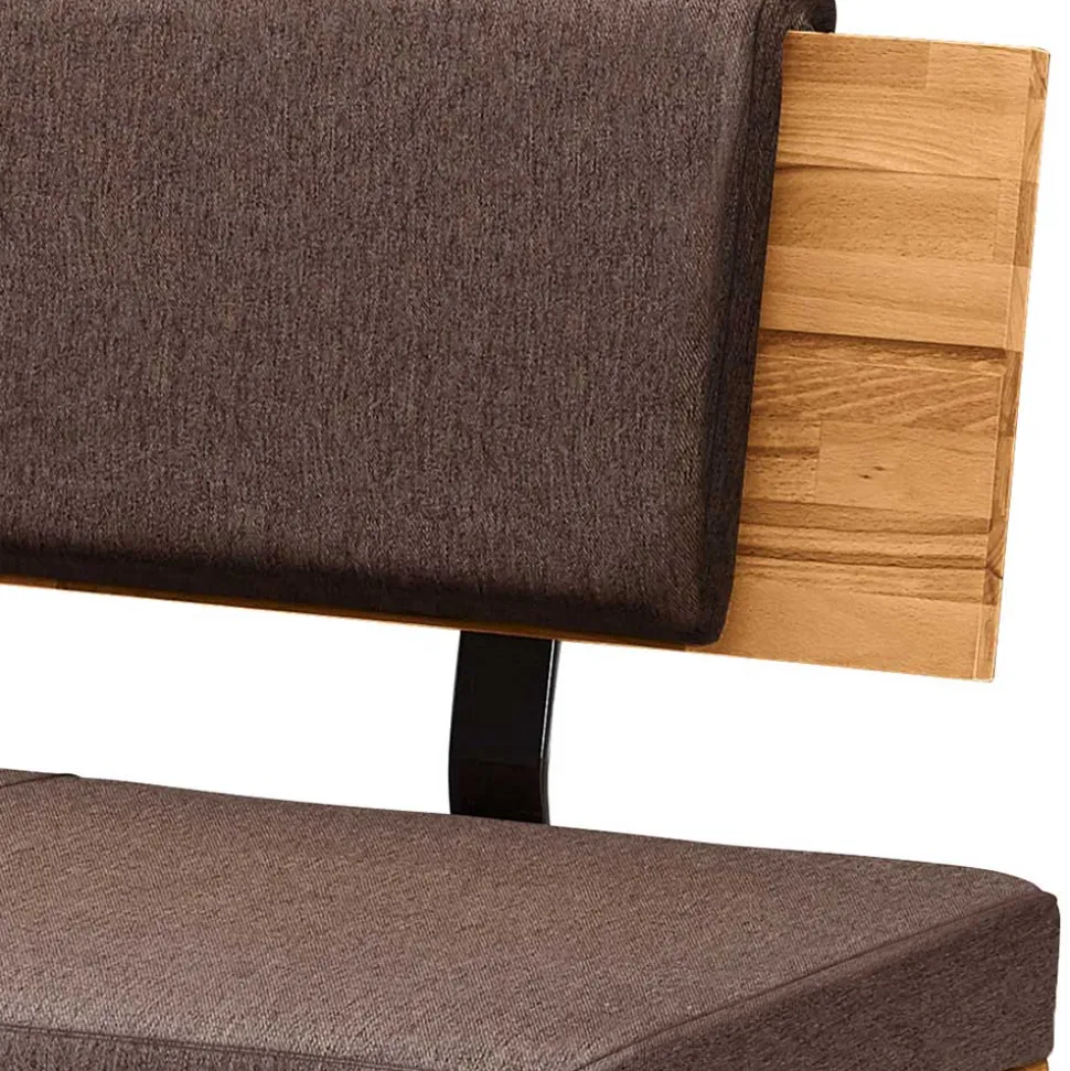 Esszimmerbank mit Rückenlehne in Braun Stoff - Virds