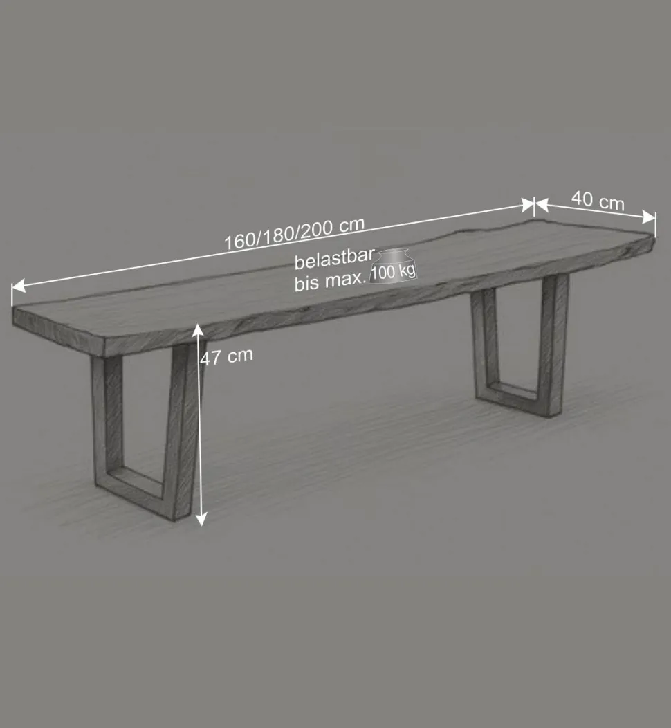 Esszimmerbank mit Trapez-Bügelbeinen Anthrazit - Ramino