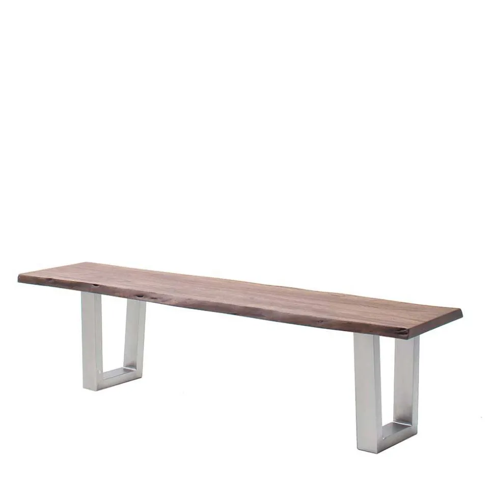 Esszimmerbank mit Trapezgestell aus Edelstahl - Jeremy