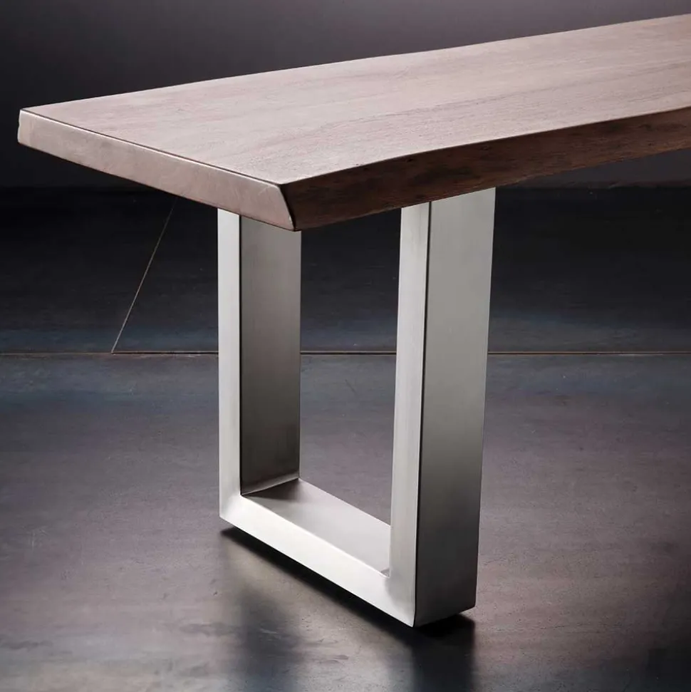 Esszimmerbank mit Trapezgestell aus Edelstahl - Jeremy