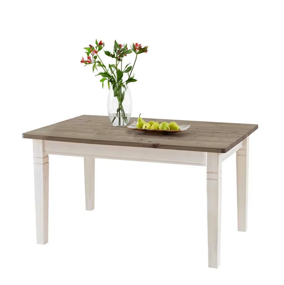 Esszimmergruppe Yoan in Weiß Grau (fünfteilig)