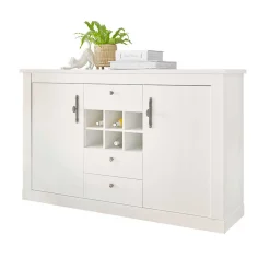 Esszimmermöbel Kombi in weißer Holzoptik Pinie - Liancos (vierteilig)