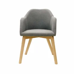 Esszimmersessel mit Stoff in Grau Grosma & Holzgestell Eiche