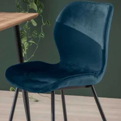Esszimmerstuhl in Blau Samtbezug - Borgio (4er Set)