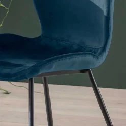 Esszimmerstuhl in Blau Samtbezug - Borgio (4er Set)