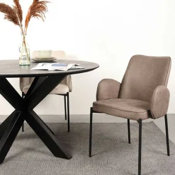 Esszimmerstuhl in Taupe Microfaser - Ordinia (2er Set)