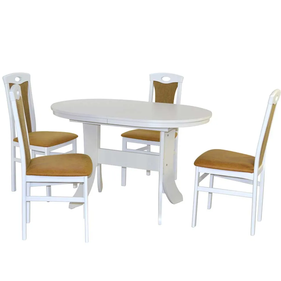 Esszimmertisch Gruppe in Weiß - Nemuro (fünfteilig)