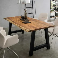 Esszimmertisch mit Naturkante und A-Design-Gestell - Viradossa
