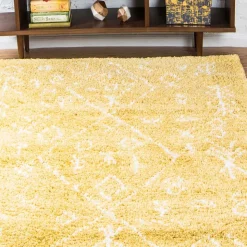 Ethno Läufer oder Teppich in Gelb & Creme - Kareta