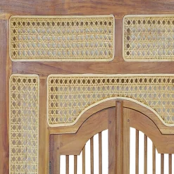 Ethno Style Spiegel aus Teak Holz & Rattan - Vilrada