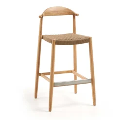 Eukalyptusholz Barstuhl mit Kordel Geflecht - Hajana