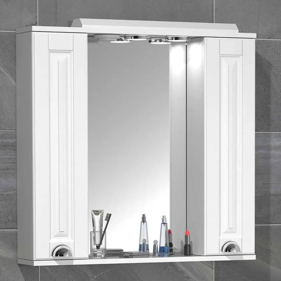 Extravaganter Bad Spiegelschrank in Weiß - Akira