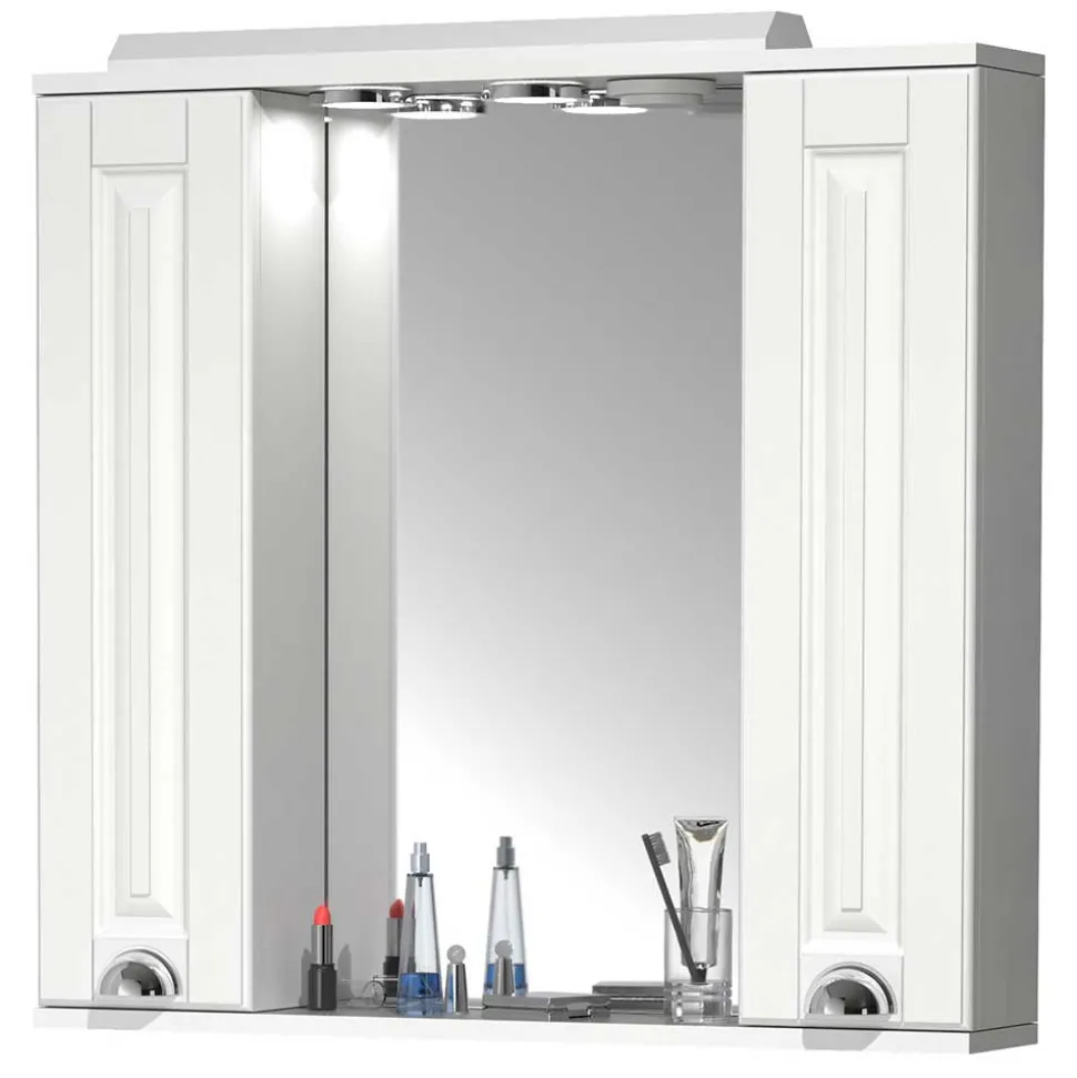 Extravaganter Bad Spiegelschrank in Weiß - Akira
