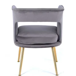 Extravaganter Samt Tischsessel in Grau & Gold - Ilfred