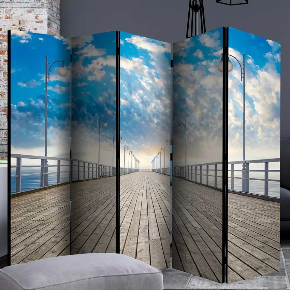 Faltbarer Fotoparavent Schäfchenwölkchen über Pier - Ekdanza
