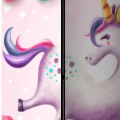 Faltbarer Paravent mit Einhorn & Blumen Motiv - Odangelo