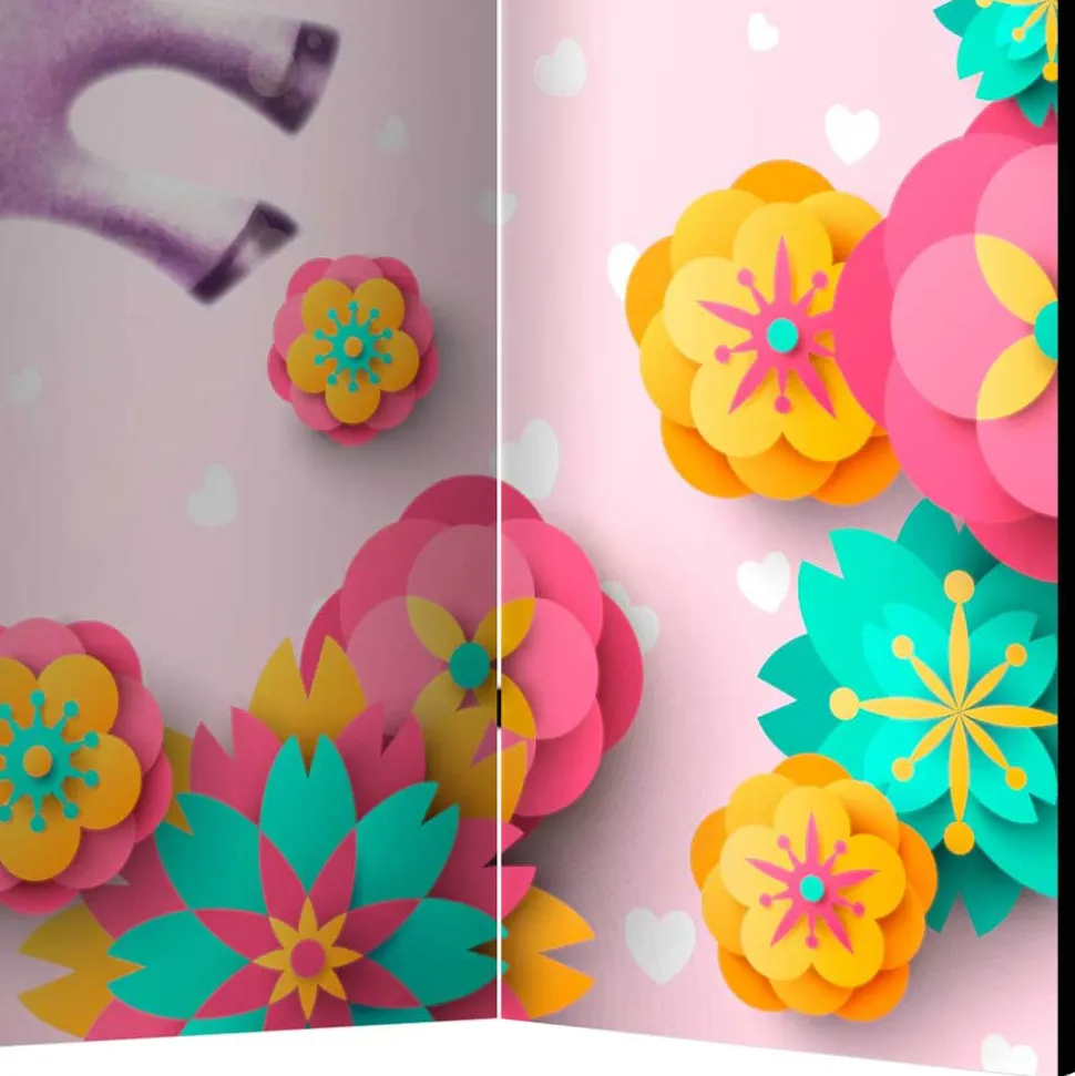 Faltbarer Paravent mit Einhorn & Blumen Motiv - Odangelo