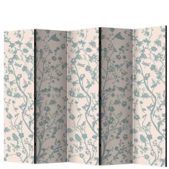 Faltbarer Raumteiler in Creme & Blaugrau - Emilio