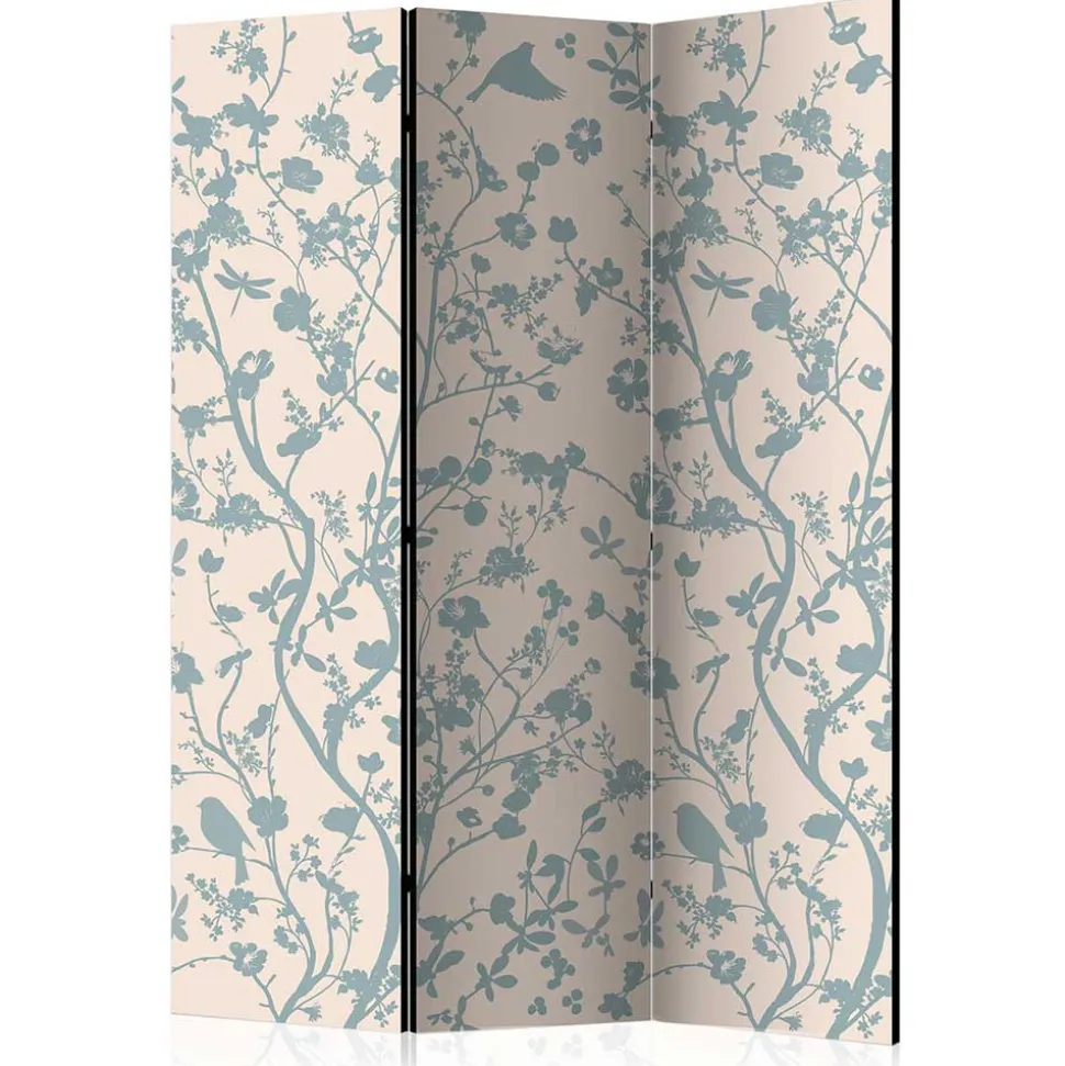 Faltbarer Raumteiler in Creme & Blaugrau - Emilio