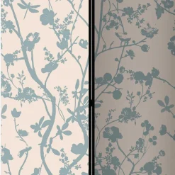 Faltbarer Raumteiler in Creme & Blaugrau - Emilio