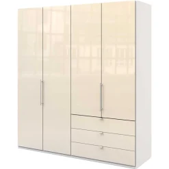 Falttüren Kleiderschrank in Creme Glas - Zidarie