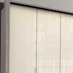 Falttüren Kleiderschrank in Beige Glasfront - Budelli