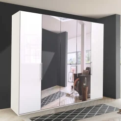 Falttüren Kleiderschrank mit Spiegel & Glas - Dolienca