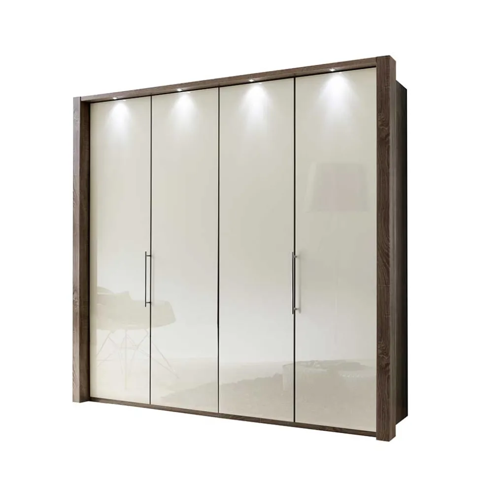 Falttüren Schlafzimmerschrank Cleoto in Creme Weiß