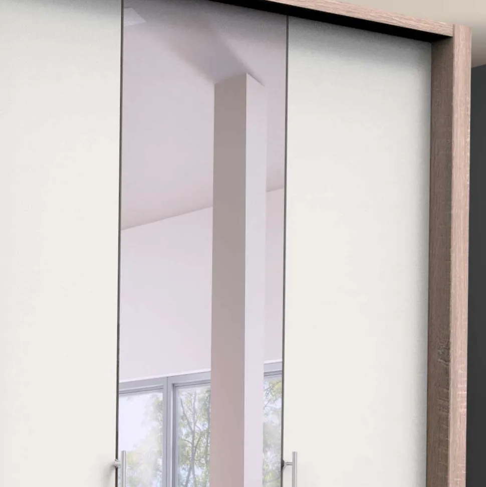 Falttüren Schlafzimmerschrank in Weiß mit Spiegel - Vaclyn